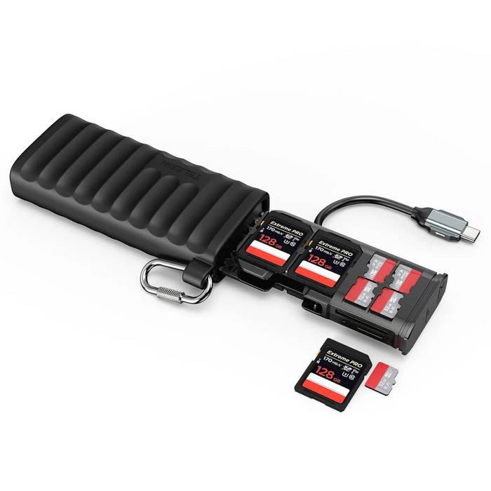 TELESIN Multi-functional Card Reader & Case - for SD & MicroSD Cards, USB 3.1 Speeds