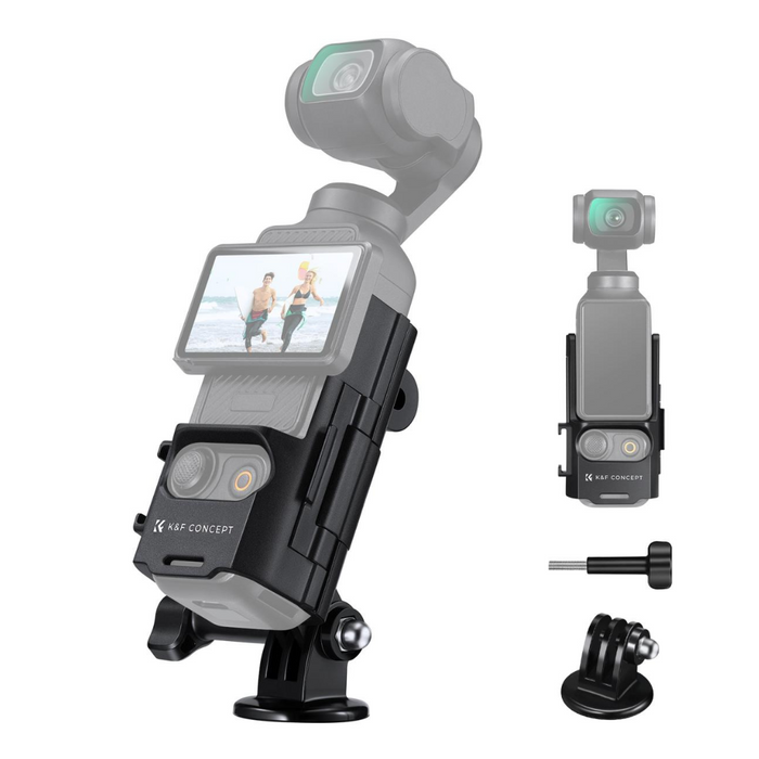 K&F CONCEPT Expansion Adapter for DJI Pocket 3 w/ GoPro 3-Prong to 1/4" Threaded Mount Adapter