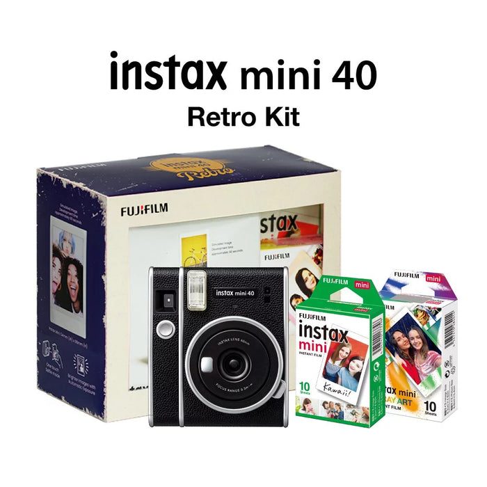 FUJIFILM INSTAX Mini 40 Retro Kit (Black) - 1 x camera, 2 x Films (2 x 10's)