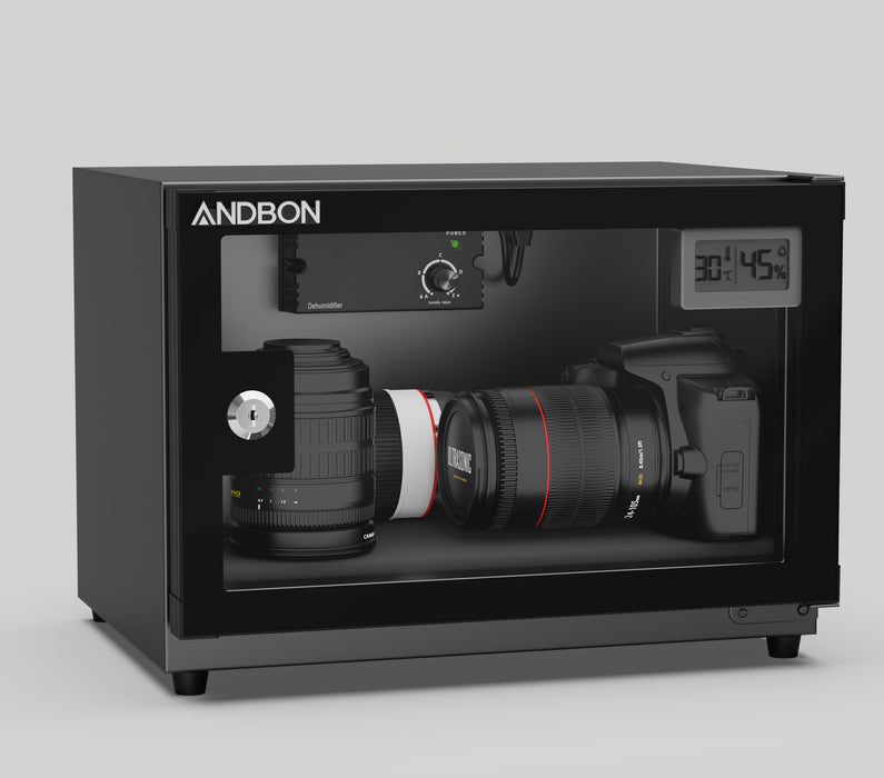 ANDBON Dry Cabinet - 21L, Analog Control w/ Digital Display, Key Lock (Sand Black)