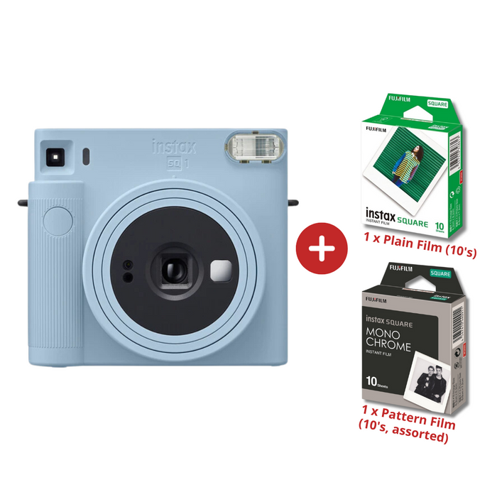 FUJIFILM INSTAX Square SQ1 Instant Camera Classic Kit (Glacier Blue) - 1 x camera, 2 x films (2 x 10's)