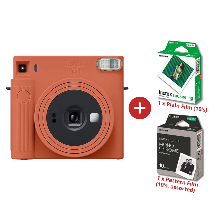 FUJIFILM INSTAX Square SQ1 Instant Camera Classic Kit (Terracotta Orange) - 1 x camera, 2 x films (2 x 10's)