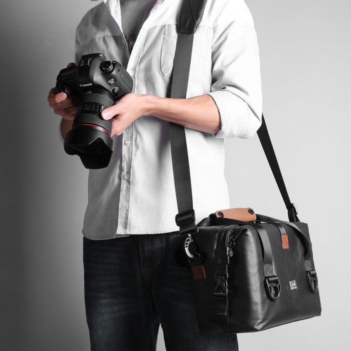 OEM (Generic) Waxed Canvas Messenger Camera Bag - Black