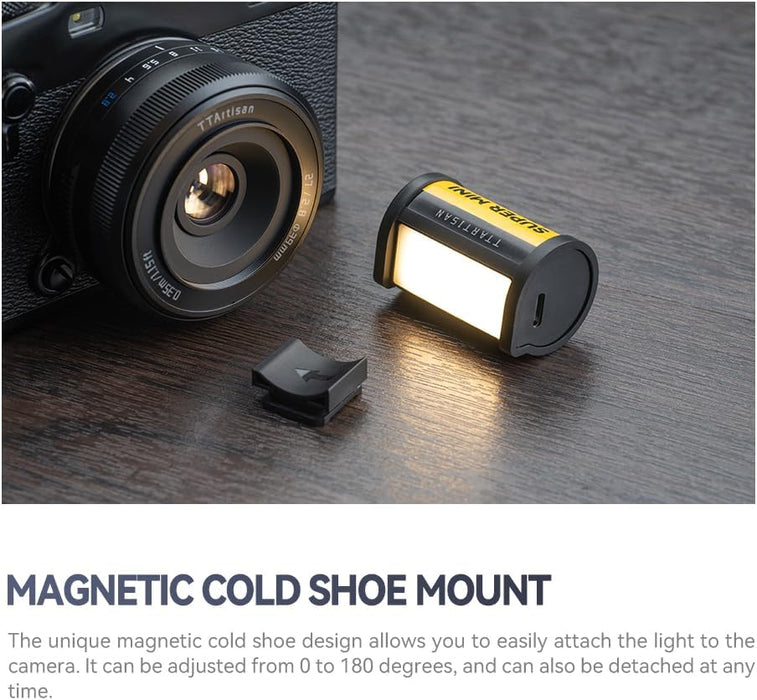 TTARTISAN Retro Film Canister Design Magnetic LED Light with Hot Shoe Mount - Rechargeable, 3 Temperature Settings