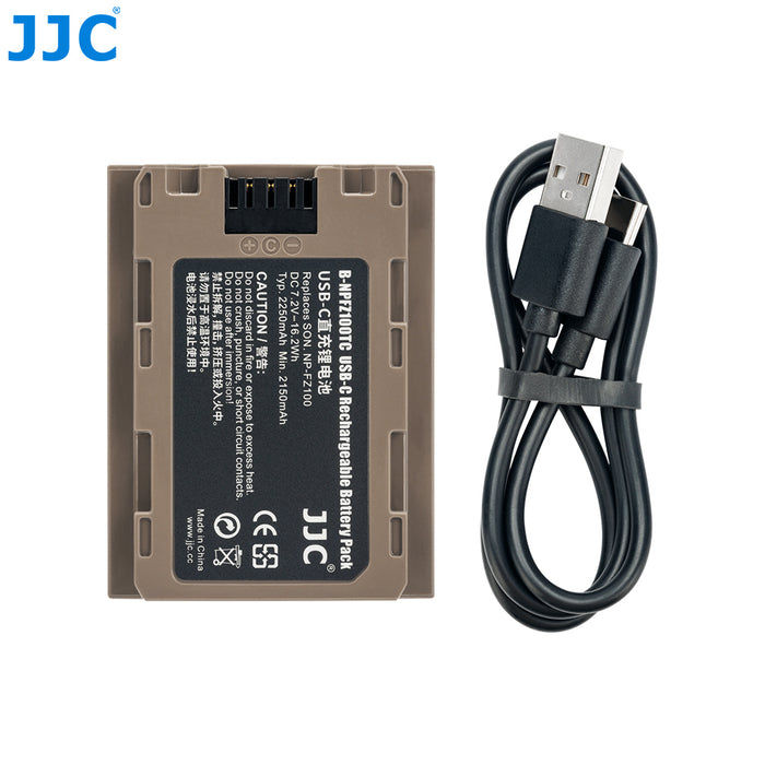 JJC Replacement Battery for Sony NP-FZ100 with USB-C Charging (compatible with Sony A9, A7R III, A7 III, A7R III, A9, A7 IV)
