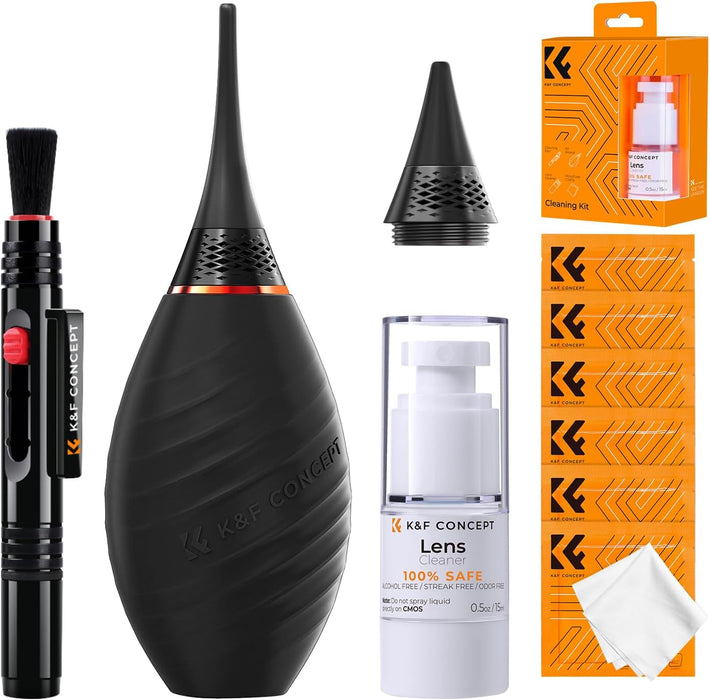 K&F CONCEPT 10-in-1 Professional Cleaning Kit - Air Blower & Nozzles + Cleaning Clothes + Cleaning/ Lens Pen + Cleaning Liquid
