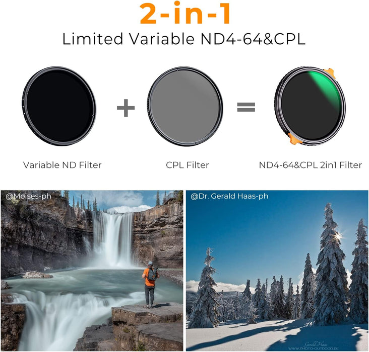 K&F CONCEPT NANO-X Series 2-in-1 Filter - Variable ND4-ND64 & CPL - 77mm