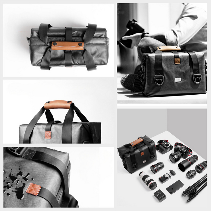 OEM (Generic) Waxed Canvas Messenger Camera Bag - Black