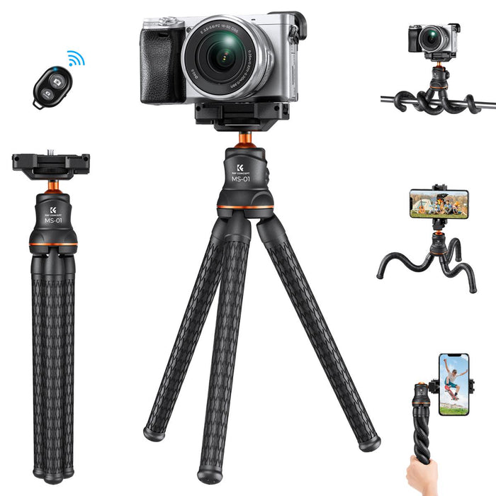K&F CONCEPT MS01 Octopus Tripod for Camera & Phone - with Phone Holder & Bluetooth Remote for Phone
