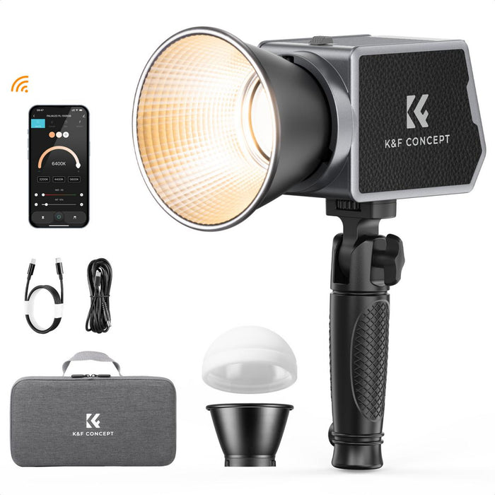 K&F CONCEPT PL60B 60W COB LED Video Bi-Light w/ 4500mAh Battery, Type-C Fast Charging & Carrying Bag