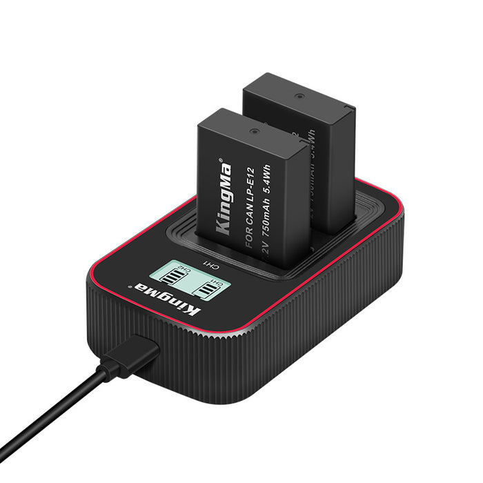 KINGMA LCD Dual Battery Charger (BM058) for Canon LP-E12
