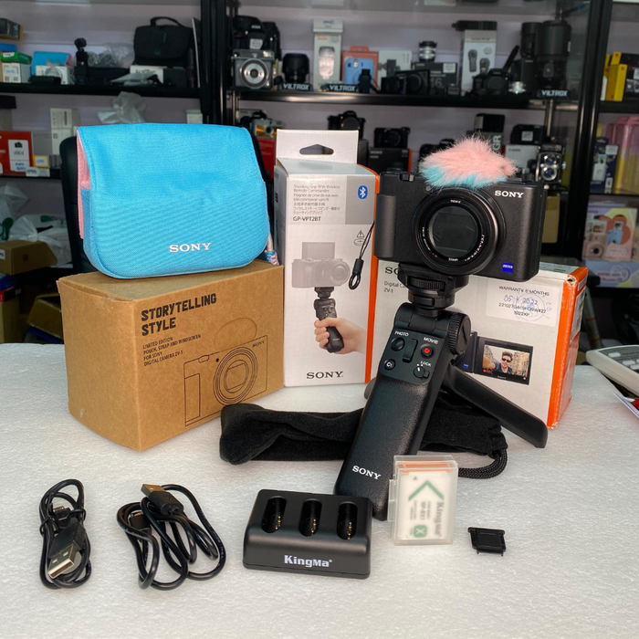 (USED) SONY ZV-1 Compact Digital Camera w/ shooting grip & assorted accessories - Like New - 4906743 (camera) & SQ1-1139456-F (Shooting Grip)