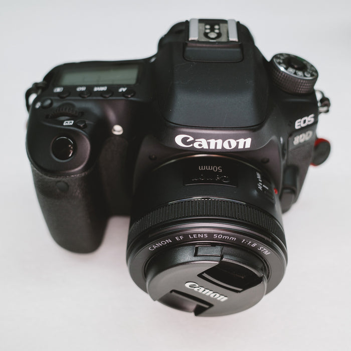 (USED) CANON EOS 80D DSLR Camera w/ EF-S 18-55mm IS & EF 50mm f/1.8 Lenses - Like New - 038021006405 (camera) & 386204009466 (lens) & 038021006405 (50mm lens)