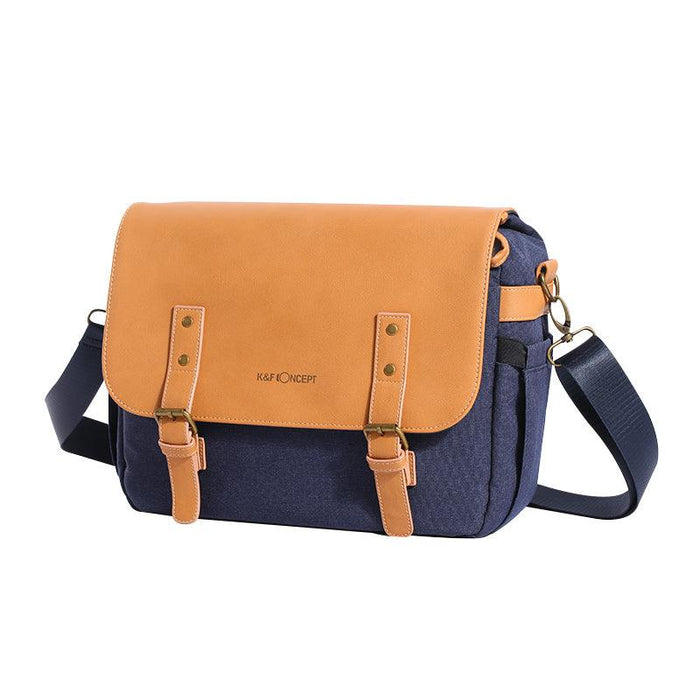 K&F CONCEPT Beta Messenger Shoulder Bag 12L (Leather Brown & Denim Blue) - 673SHOP.com
