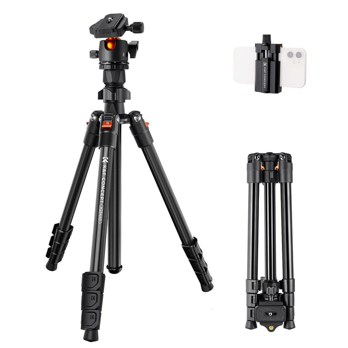 K&F CONCEPT K234A0 Lightweight Travel/Vlog Tripod with BH-28L Ball Head & Phone Holder - 673SHOP.com