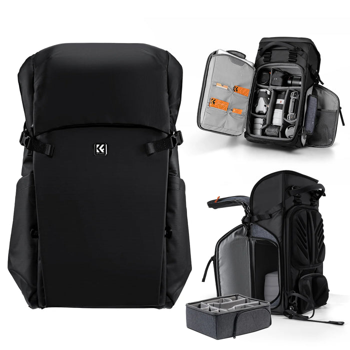 K&F CONCEPT Nature Wander 30L Outdoor Camera Backpack for Hiking & Camping (Black)