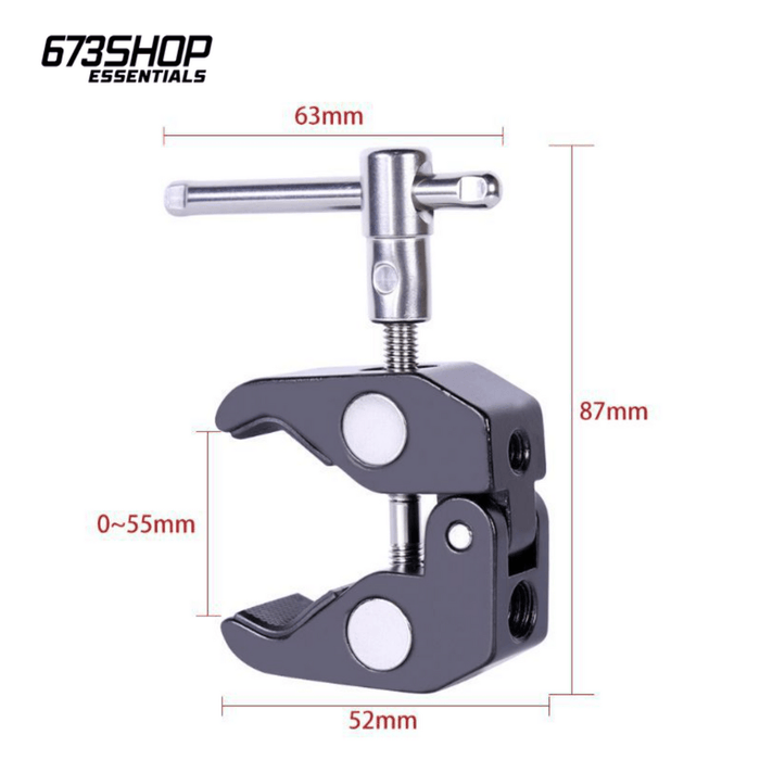 【 673SHOP ESSENTIALS 】Multi-Purpose Photography Super Clamp with 1/4" and 3/8" Thread Holes for Mounting of Camera Monitors, LED Light - 673SHOP.com