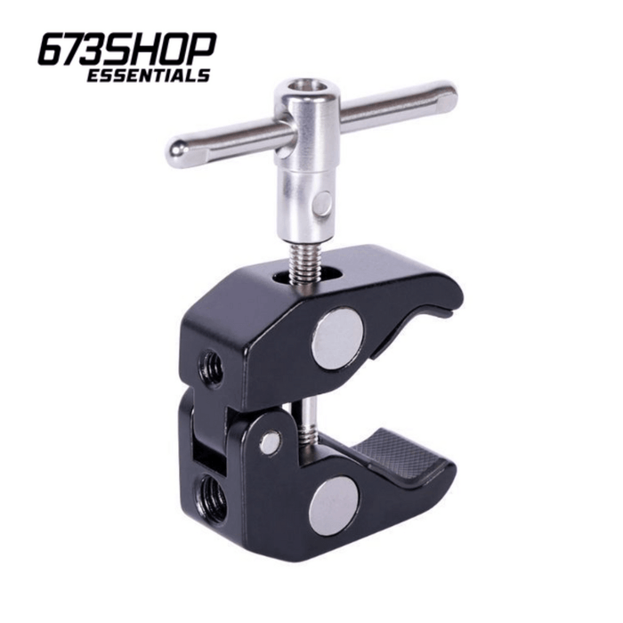 【 673SHOP ESSENTIALS 】Multi-Purpose Photography Super Clamp with 1/4" and 3/8" Thread Holes for Mounting of Camera Monitors, LED Light - 673SHOP.com