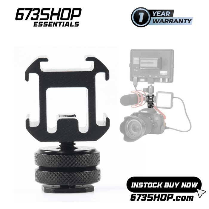 【 673SHOP ESSENTIALS 】Triple Metal Cold Shoe to Hot Shoe Adapter with Locking Disc - 673SHOP.com