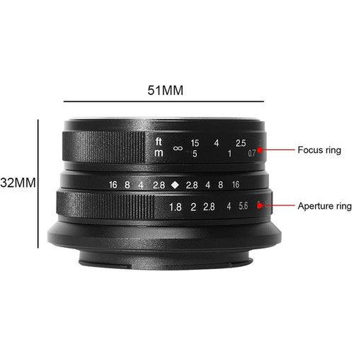 7ARTISANS 25mm f/1.8 - Sony E Mount, Black - 673SHOP.com