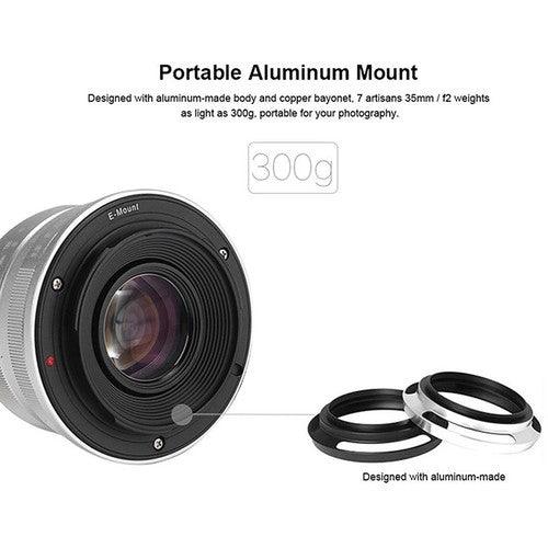 7ARTISANS 25mm f/1.8 - Sony E Mount, Silver - 673SHOP.com