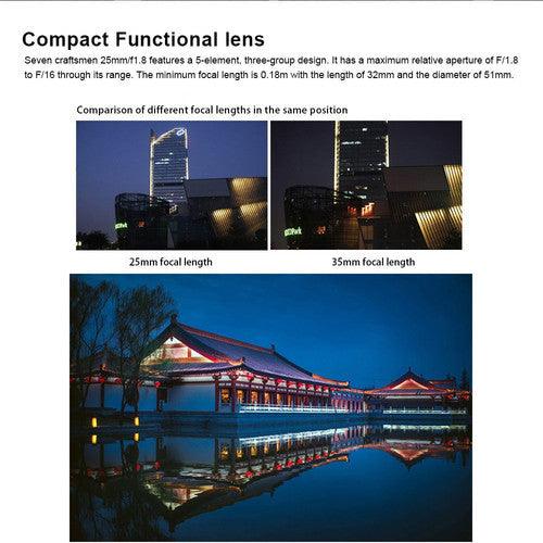 7ARTISANS 25mm f/1.8 - Sony E Mount, Silver - 673SHOP.com