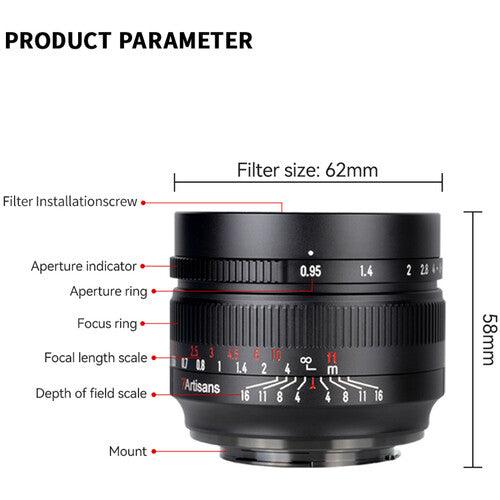 7ARTISANS 50mm f/0.95 - Fujifilm X Mount, Black - 673SHOP.com