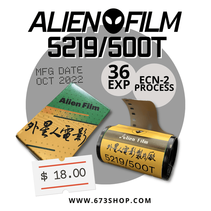 ALIEN FILM Motion Film 5219/ 500T - 36 Exp, ECN-2, Tungsten Balanced, ISO 500 - 673SHOP.com