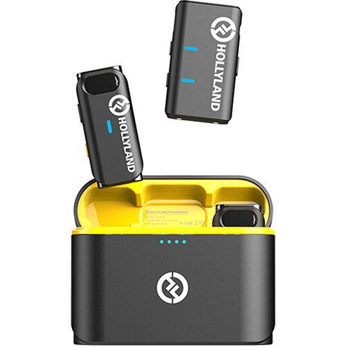 HOLLYLAND LARK M1 DUO 2-Person Wireless Microphone System (2.4 GHz) - 2 mics + 1 receiver + charging case - 673SHOP.com