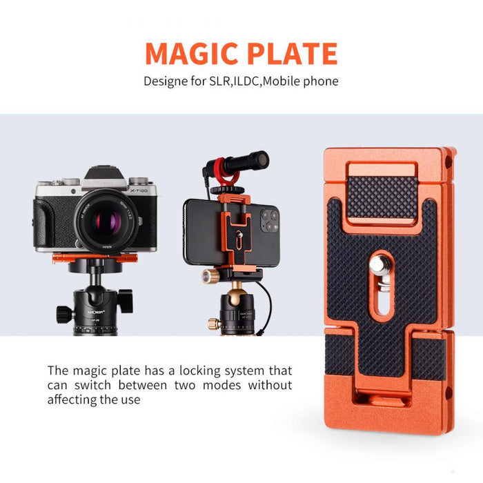 K&F CONCEPT Arca Swiss Quick Release Magic Plate Tripod Phone Holder for Camera, Monitor, RGB Lighting, and Smartphone - 673SHOP.com