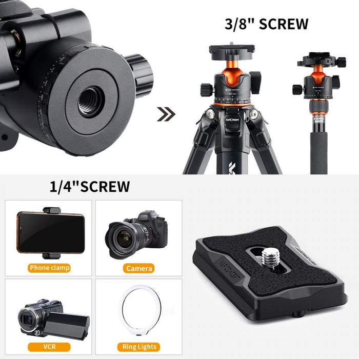 K&F CONCEPT KF-35 Professional 35mm Metal Tripod Ball Head, Max Load 15 kg - 673SHOP.com