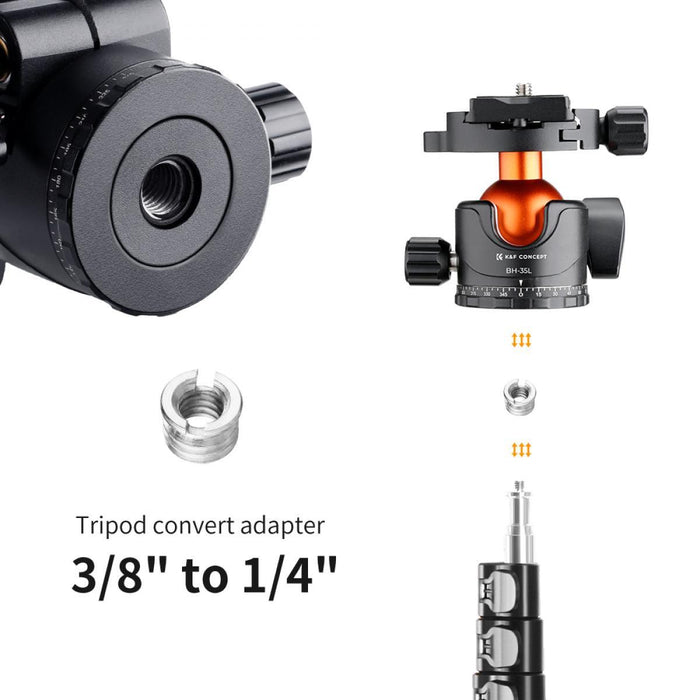 K&F CONCEPT KF-35 Professional 35mm Metal Tripod Ball Head, Max Load 15 kg - 673SHOP.com
