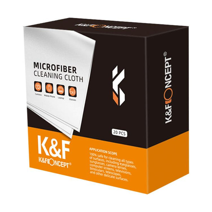 K&F CONCEPT Microfibre Cleaning Cloth Kit - 20 packs (15cm x 15cm, reusable) - 673SHOP.com
