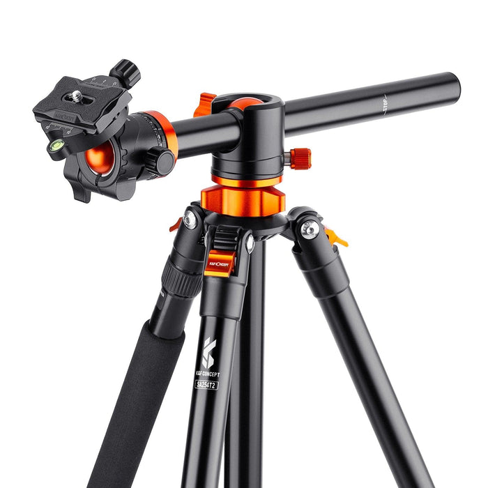 K&F CONCEPT SA254T2 Aluminium Tripod (weight 1.78kg, load up to 10kg, max height 1.85m, traverse horizontally, monopod mode, 4 sections) - 673SHOP.com