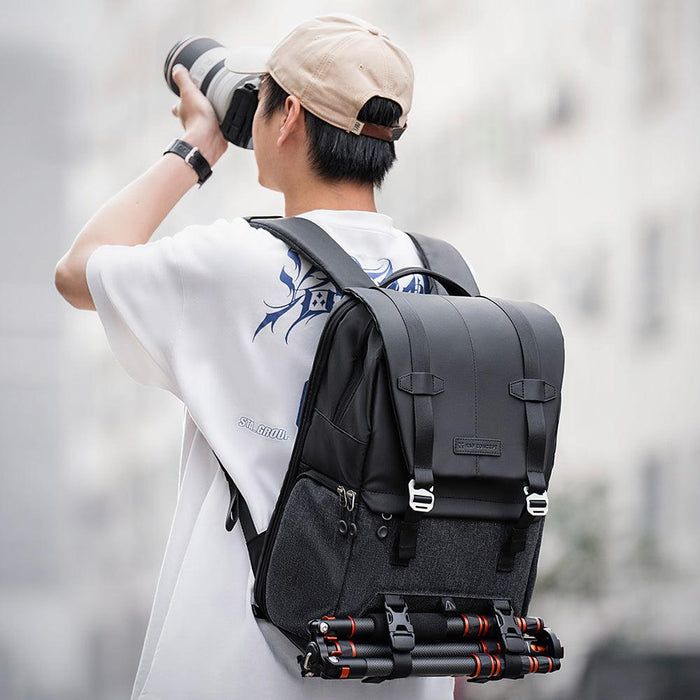 K&F CONCEPT Stylish Multi-Functional Camera Travel Backpack with Rain Cover 20L (Black) - 673SHOP.com