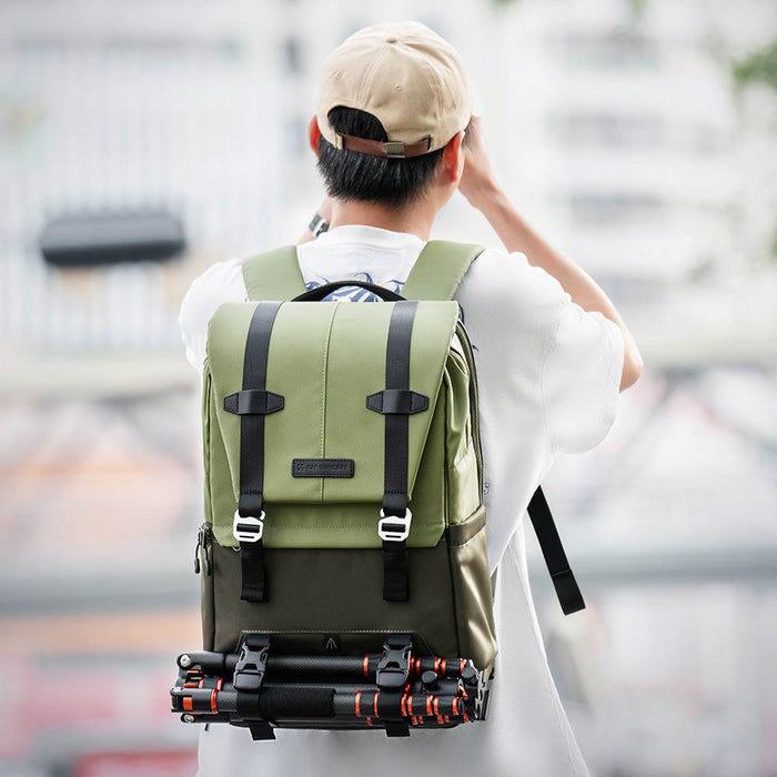 K&F CONCEPT Stylish Multi-Functional Camera Travel Backpack with Rain Cover 20L (Mint Olive) - 673SHOP.com