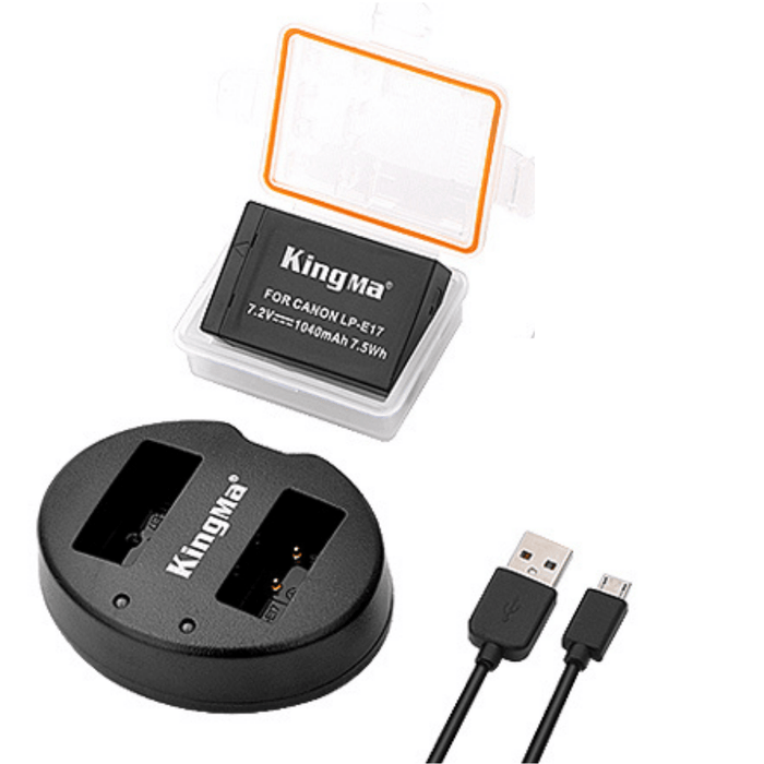 KINGMA Dual Battery Charger (BM015) with 1 x Replacement Battery Kit for Canon LP-E17 (compatible with Canon EOS RP, 77D, 200D, 760D, 750D, 800D, 850D) - 673SHOP.com