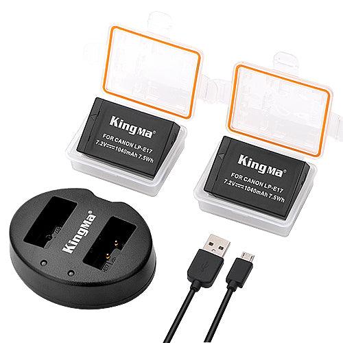 KINGMA Dual Battery Charger (BM015) with 2 x Replacement Battery Kit for Canon LP-E17 (compatible with Canon EOS RP, 77D, 200D, 760D, 750D, 800D, 850D) - 673SHOP.com