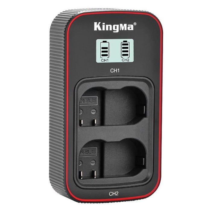 KINGMA Dual Battery Charger (BM058) for Nikon EN-EL15 (compatible with Nikon D500, D600, D610, D750, D850, D7000, D7100, D7200, D7500, 1V1, Z5, Z6, Z6 II, Z7, Z7 II) - 673SHOP.com