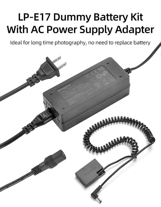 KINGMA Dummy Battery Kit with AC Power Supply Adapter for Canon LP-E17 (compatible with Canon EOS RP, 77D, 200D, 760D, 750D, 800D, 850D) - 673SHOP.com