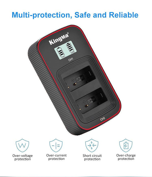 KINGMA LCD Dual Battery Charger (BM058) with 2 x Replacement Battery Kit for Canon LP-E17 (compatible with Canon EOS RP, 77D, 200D, 760D, 750D, 800D, 850D) - 673SHOP.com