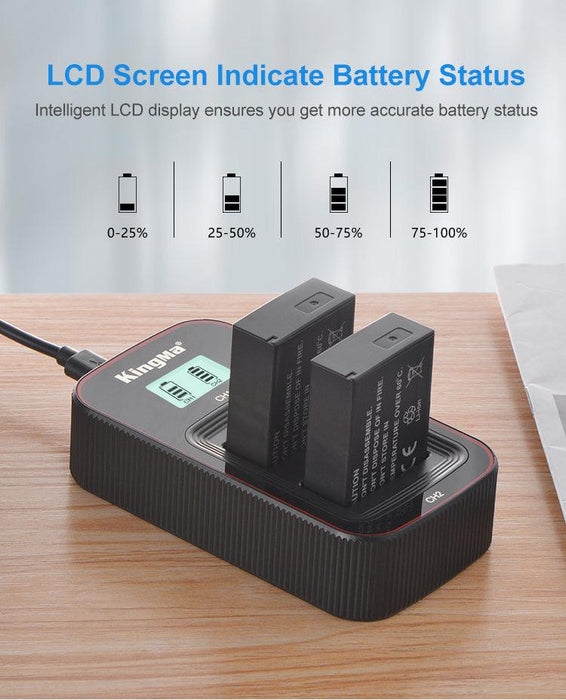 KINGMA LCD Dual Battery Charger (BM058) with 2 x Replacement Battery Kit for Canon LP-E17 (compatible with Canon EOS RP, 77D, 200D, 760D, 750D, 800D, 850D) - 673SHOP.com
