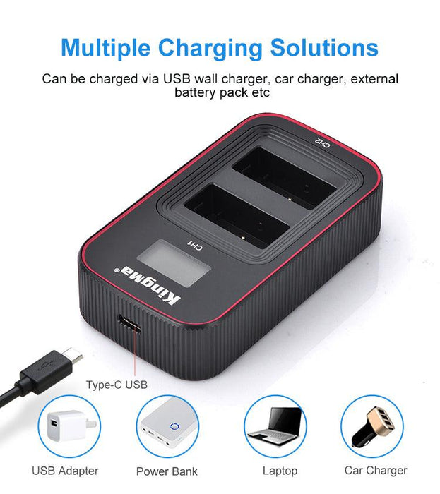 KINGMA LCD Dual Battery Charger (BM058) with 2 x Replacement Battery Kit for Canon LP-E17 (compatible with Canon EOS RP, 77D, 200D, 760D, 750D, 800D, 850D) - 673SHOP.com