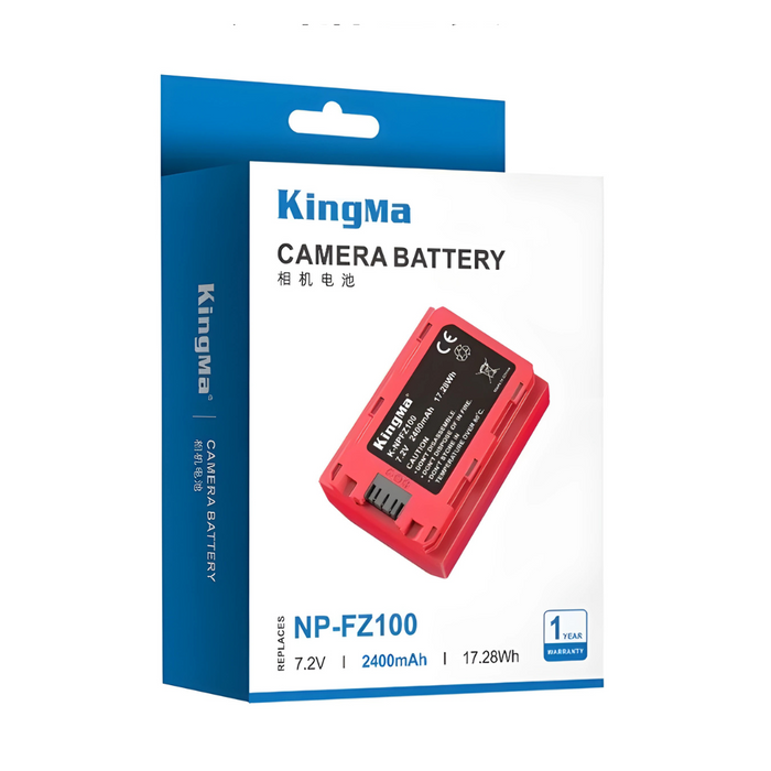 KINGMA Replacement Battery for Sony NP-FZ100 - 2400 mAh, extended capacity (Red)
