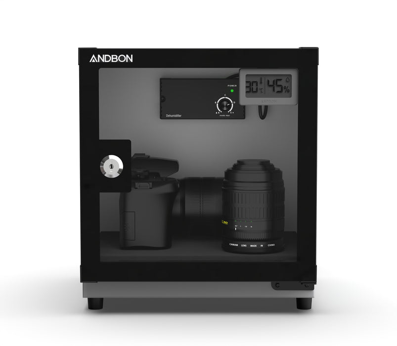 ANDBON Dry Cabinet - 18L, Analog Control w/ Digital Display, Key Lock (Silver Black)