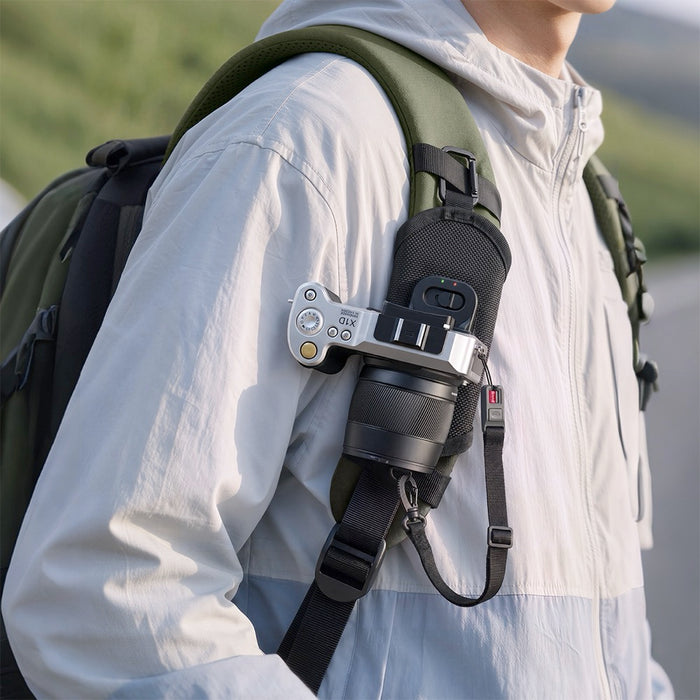 ULANZI CA01 with camera on backpack strap