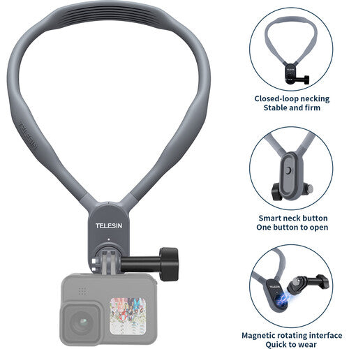 TELESIN Magnetic Neck Holder Mount - MAX (Extra Large) Version (Grey)