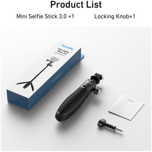 TELESIN Selfie Stick 3.0 with Mini Tripod
