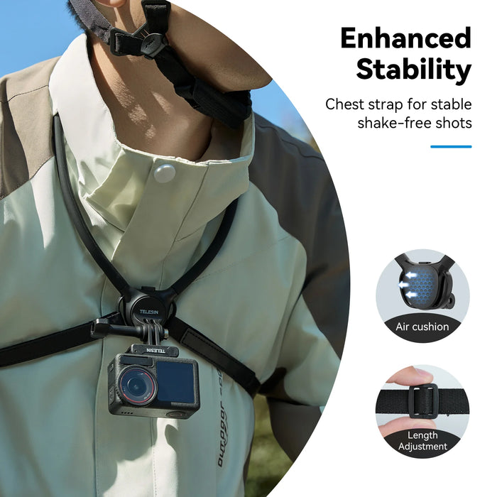 TELESIN Action Camera Neck Holder SE 2.0 w/ 3-Prong Mount) + Magnetic (MagSafe) Phone Mount (Black)