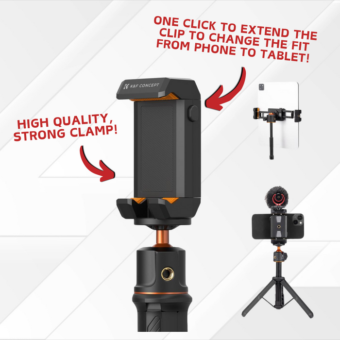 K&F CONCEPT MS20 2-in-1 Phone & Tablet Tripod Mount/ Clamp